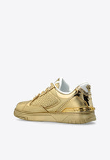 Versace Biggie Basket Metallic Leather Sneakers