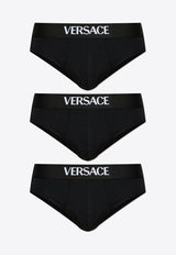 Versace Logo Waistband Briefs - Set of 3 Black 1020987 1A14783-1B000