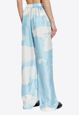 Moschino Archive Cloud Print Silk Pants