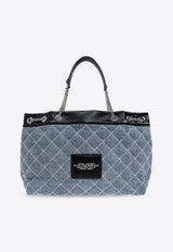 Marc Jacobs Large Quilted Denim Chain Sack Shoulder Bag