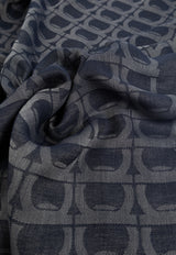 Ferragamo Gancini Pattern Fringed Scarf