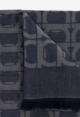 Ferragamo Gancini Pattern Fringed Scarf
