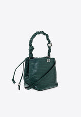 GANNI Bou Croc-Embossed Leather Bucket Bag