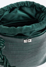 GANNI Bou Croc-Embossed Leather Bucket Bag
