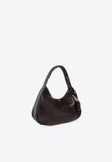 GANNI XXL Croc-Embossed Leather Shoulder Bag