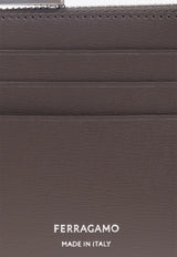 Ferragamo Logo Stamp Leather Zip Cardholder