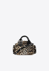 GANNI Mini Polochon Leopard Print Top Handle Bag