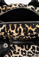 GANNI Mini Polochon Leopard Print Top Handle Bag