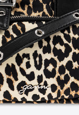 GANNI Mini Polochon Leopard Print Top Handle Bag