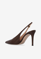 Gianvito Rossi Robbie 85 Calf Leather Slingback Pumps
