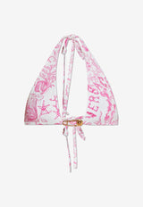 Versace Underwater Barocco Print Halterneck Bikini Top