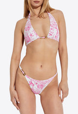 Versace Underwater Barocco Print Halterneck Bikini Top