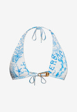 Versace Underwater Barocco Print Halterneck Bikini Top