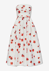 Self-Portrait Floral Print Strapless Midi Dress