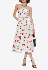 Self-Portrait Floral Print Strapless Midi Dress
