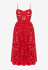 Self-Portrait Embroidered Midi Dress