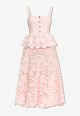Self-Portrait Lace Peplum Midi Dress Pink PF25-112M-P 0-PINK