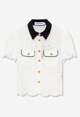 Self-Portrait Lace Cropped Shirt