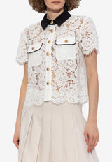 Self-Portrait Lace Cropped Shirt