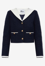 Self-Portrait Bouclè Cropped Sailor Jacket PF25-034J-BL 0-BLUE