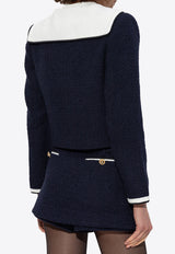 Self-Portrait Bouclè Cropped Sailor Jacket PF25-034J-BL 0-BLUE