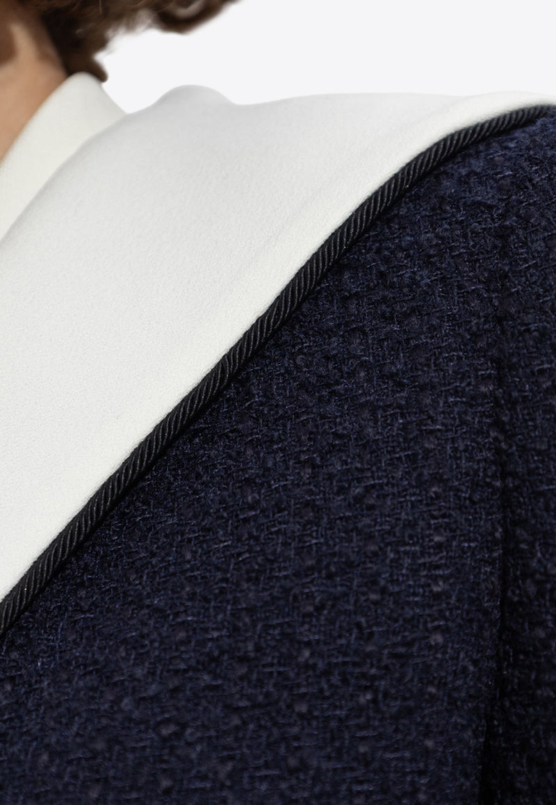 Self-Portrait Bouclè Cropped Sailor Jacket PF25-034J-BL 0-BLUE