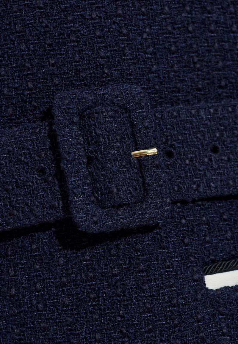 Self-Portrait Tweed Dress With Belt - Navy Blue PF25-034S-BL 0-BLUE