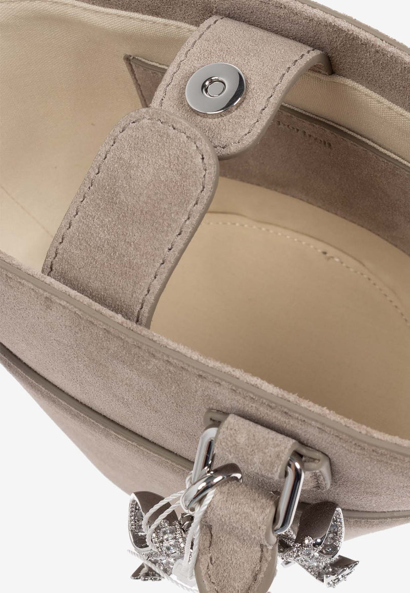 Self-Portrait Suede Tote Bag with Charms PF25-314B-GR 0-GREY