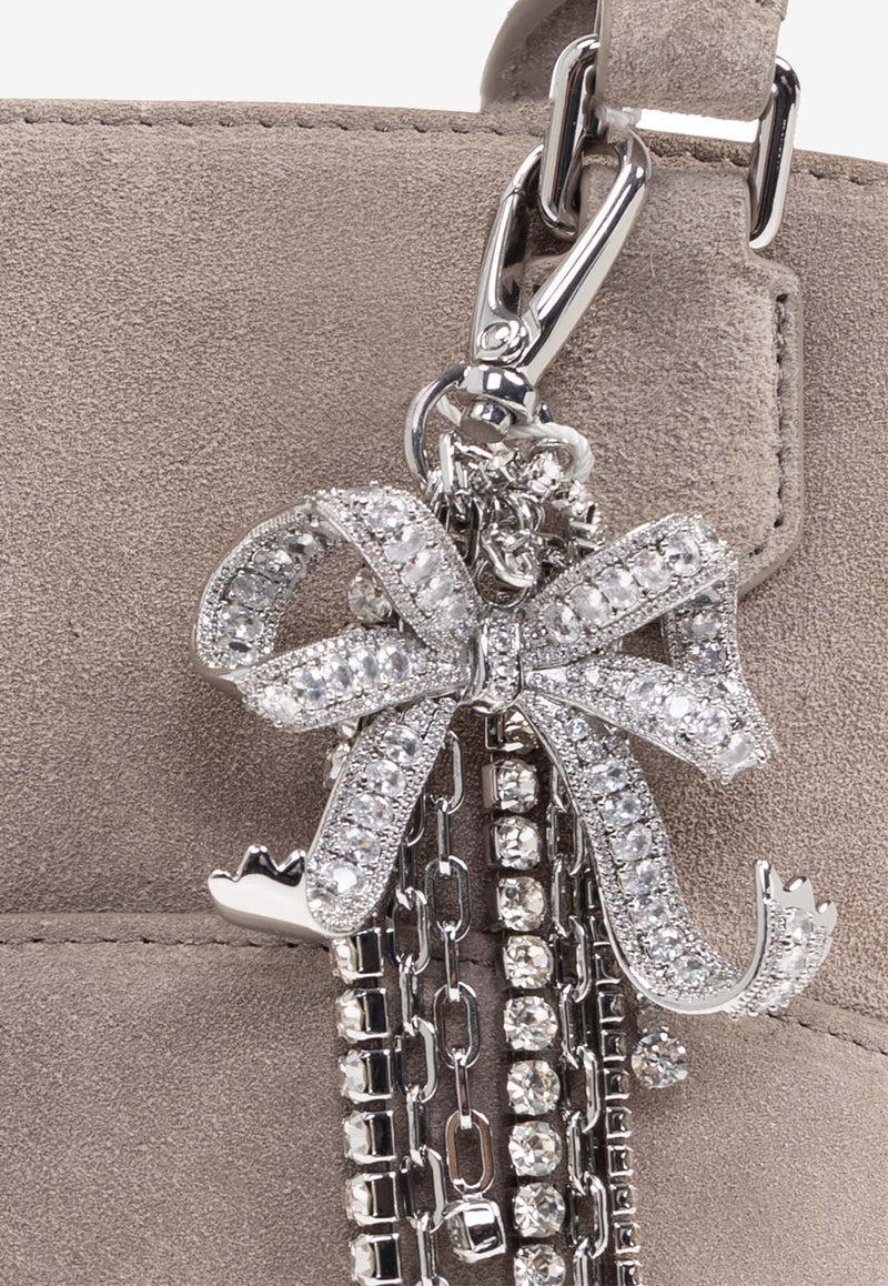 Self-Portrait Suede Tote Bag with Charms PF25-314B-GR 0-GREY