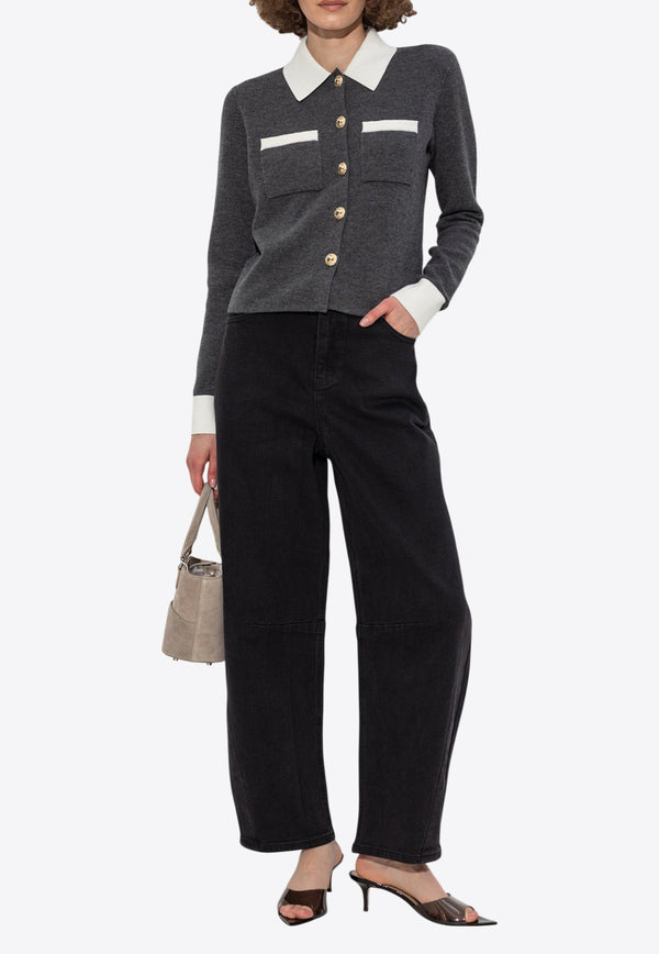 Self-Portrait Buttoned Cardigan - Grey PF25-048C-GR 0-GREY