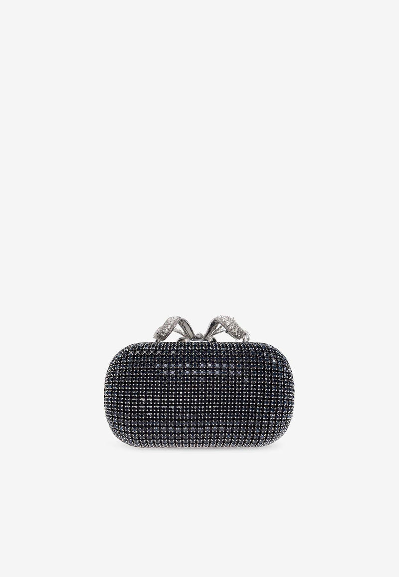 Self-Portrait Clutch With Shimmering Crystals - Navy Blue PF25-319-N 0-NAVY