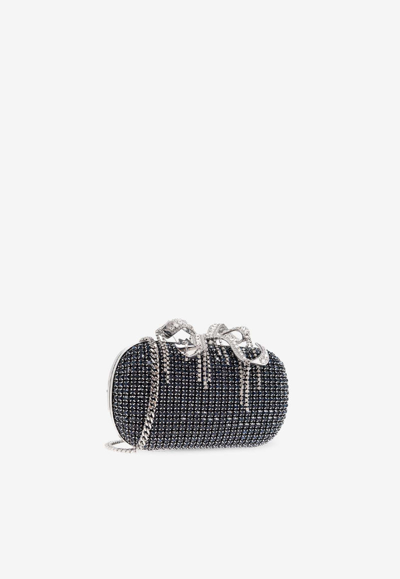 Self-Portrait Clutch With Shimmering Crystals - Navy Blue PF25-319-N 0-NAVY