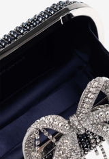 Self-Portrait Clutch With Shimmering Crystals - Navy Blue PF25-319-N 0-NAVY