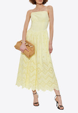 Self-Portrait Broderie Anglaise Midi Dress PF25-120M-Y 0-YELLOW