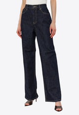 Self-Portrait High-Waist Straight-Leg Jeans PF25-828P-BL 0-BLUE