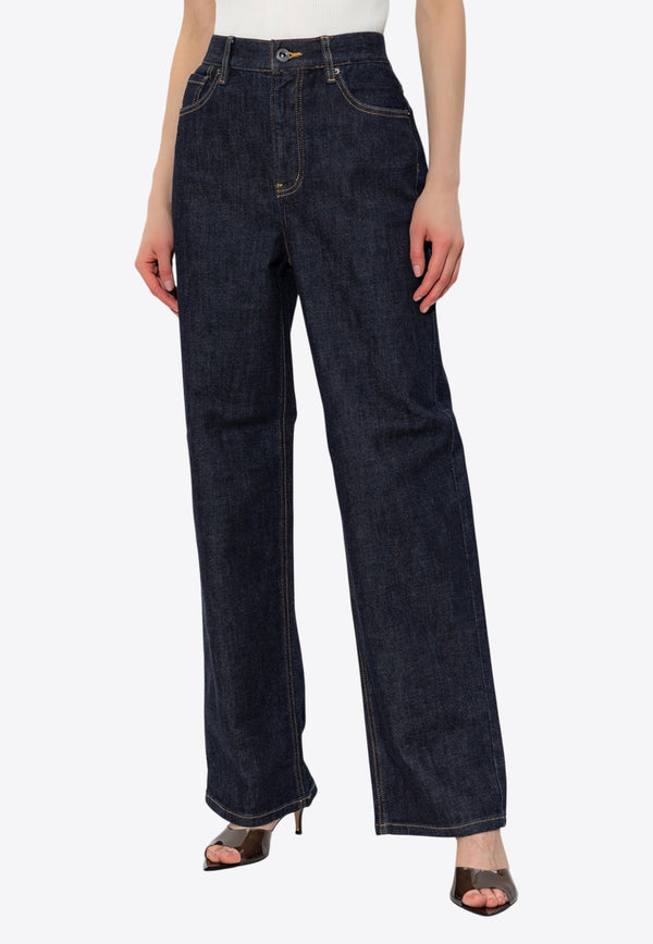 Self-Portrait High-Waist Straight-Leg Jeans PF25-828P-BL 0-BLUE