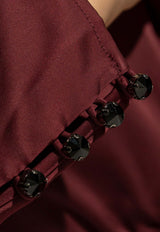 Self-Portrait Crystal Embellished Satin Dress Burgundy RS25-911M-R 0-RED