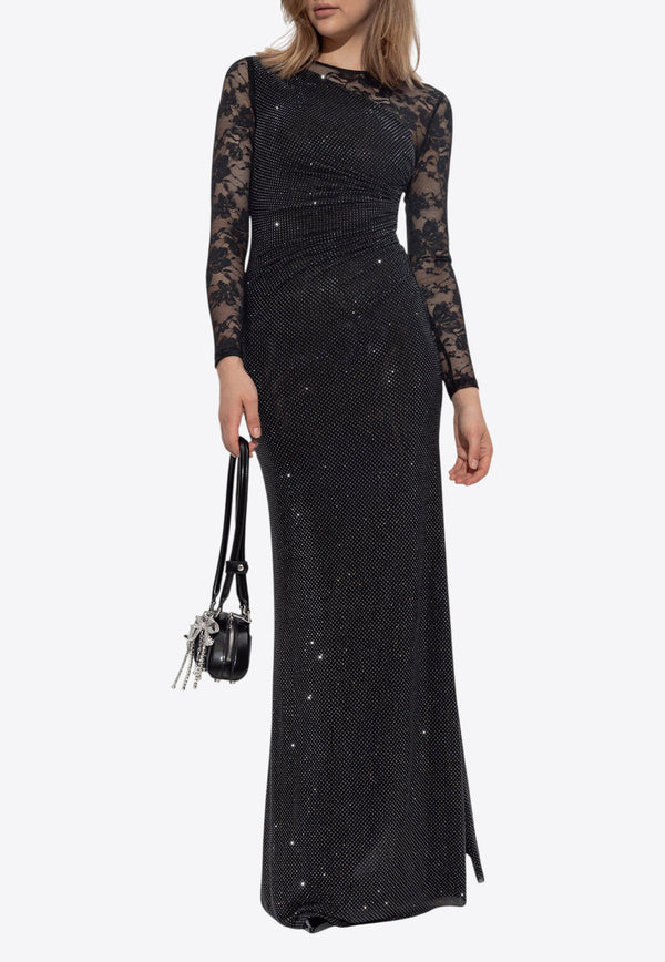 Self-Portrait Studded Lace Gown PF25-100XA-B 0-BLACK