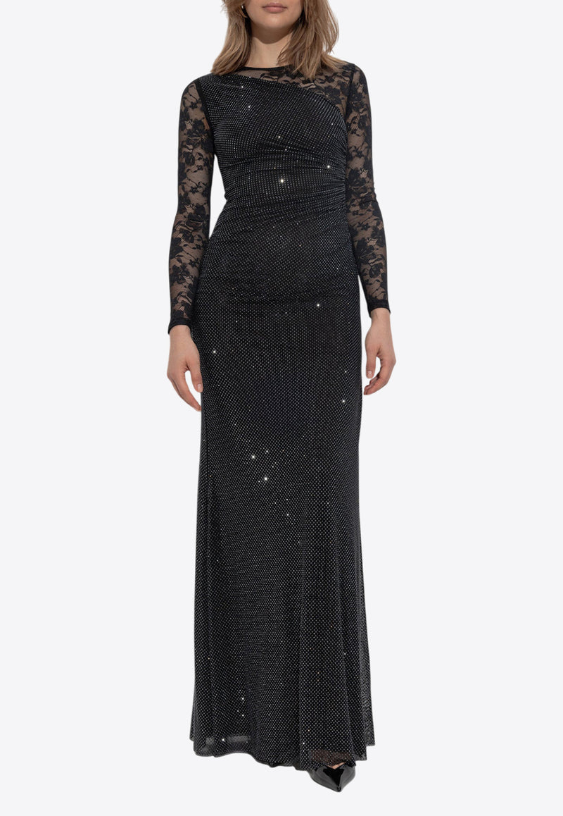 Self-Portrait Studded Lace Gown PF25-100XA-B 0-BLACK
