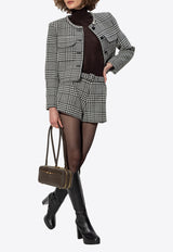 Self-Portrait Houndstooth Crystal-Trimmed Cropped Jacket PF25-111J-BW 0-BLACK AND WHITE