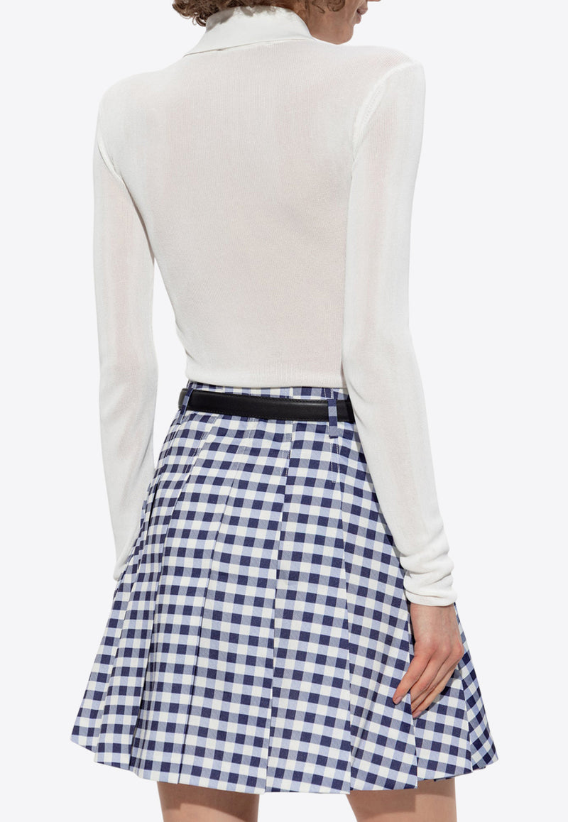 Self-Portrait Long-Sleeved Shirt Bodysuit PF25-113T-W 0-WHITE