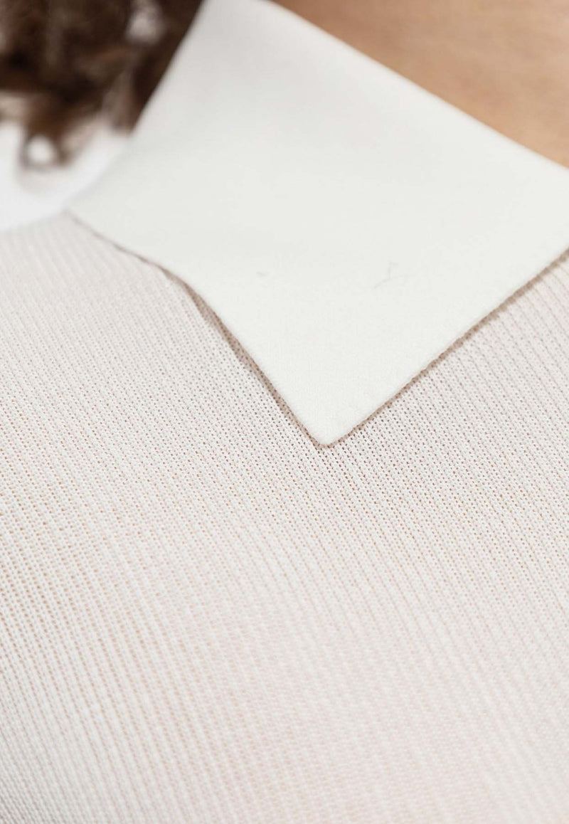 Self-Portrait Long-Sleeved Shirt Bodysuit PF25-113T-W 0-WHITE