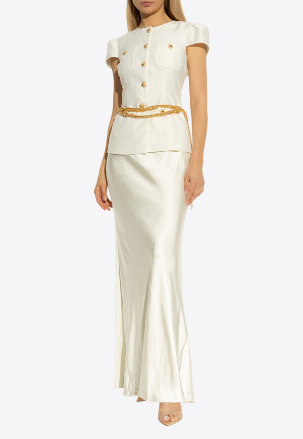 Self-Portrait Dress With Belt - White PF25-017XA-C 0-CREAM