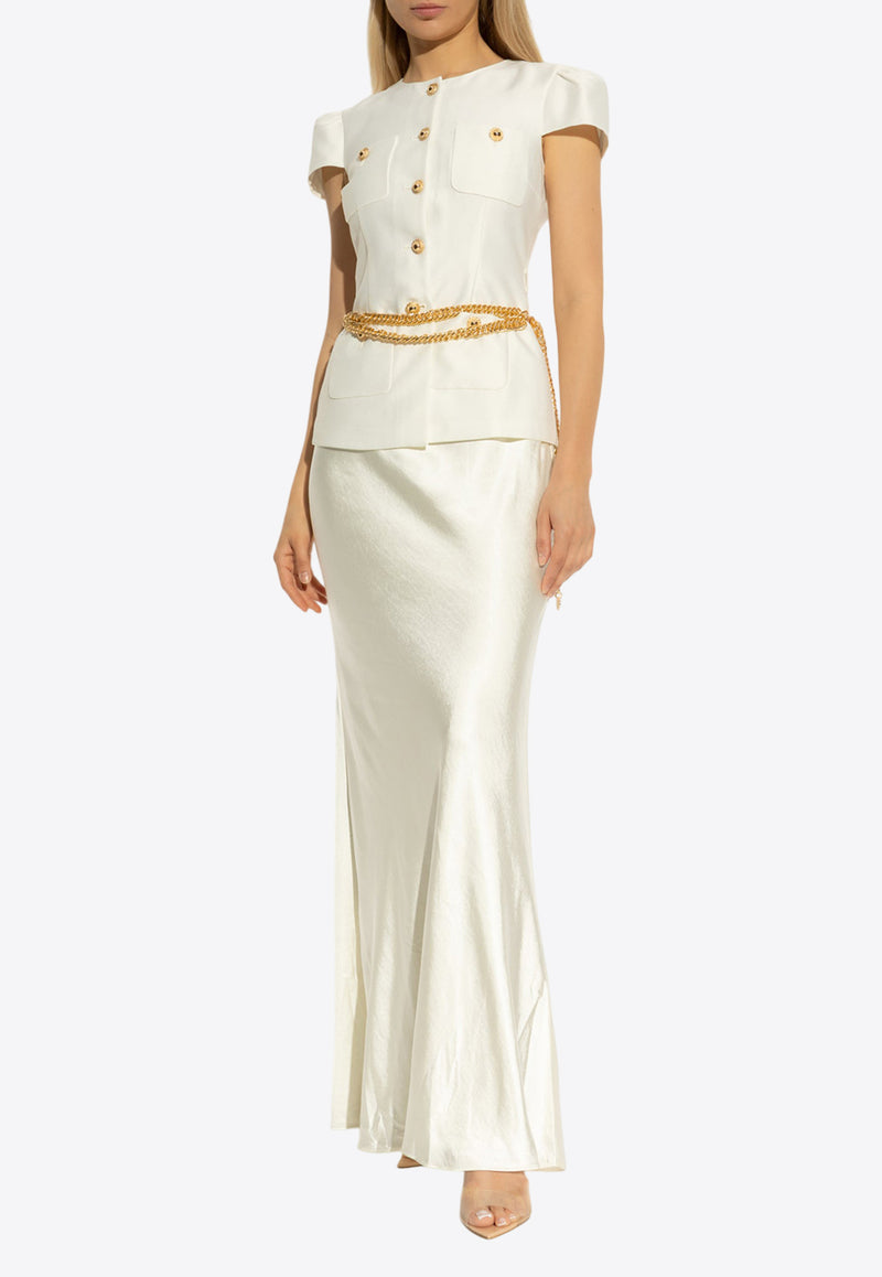 Self-Portrait Dress With Belt - White PF25-017XA-C 0-CREAM