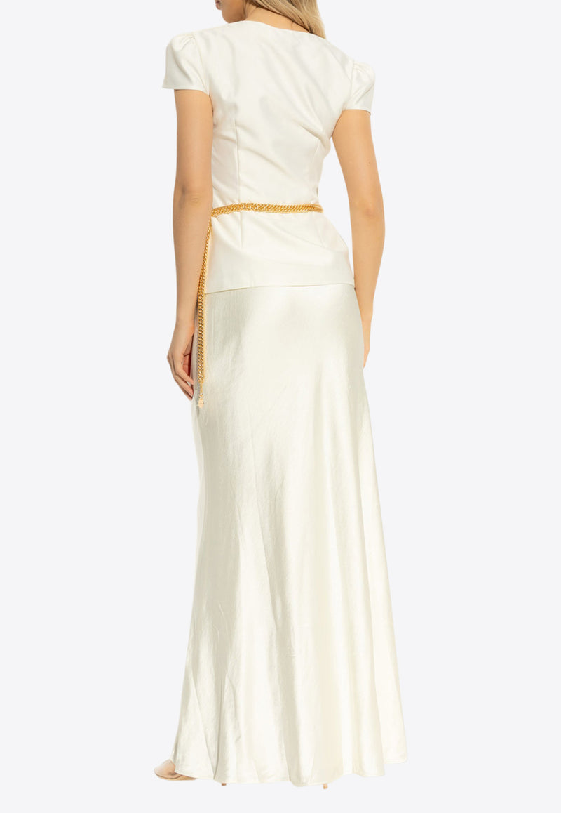 Self-Portrait Dress With Belt - White PF25-017XA-C 0-CREAM