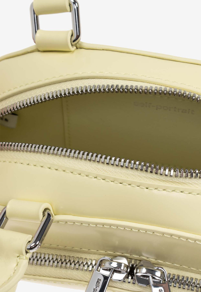 Self-Portrait Mini Leather Curved Shoulder Bag PF25-313A-Y 0-YELLOW
