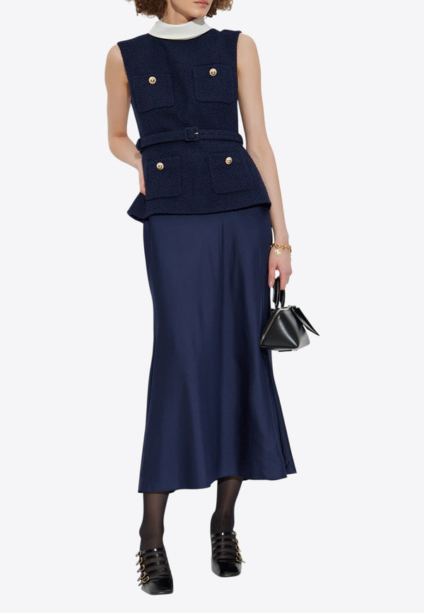 Self-Portrait Sleeveless Dress - Navy Blue PF25-034M-BL 0-BLUE
