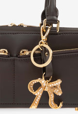 Self-Portrait Leather Shoulder Bag with Bow Charm PF25-315-BR 0-BROWN