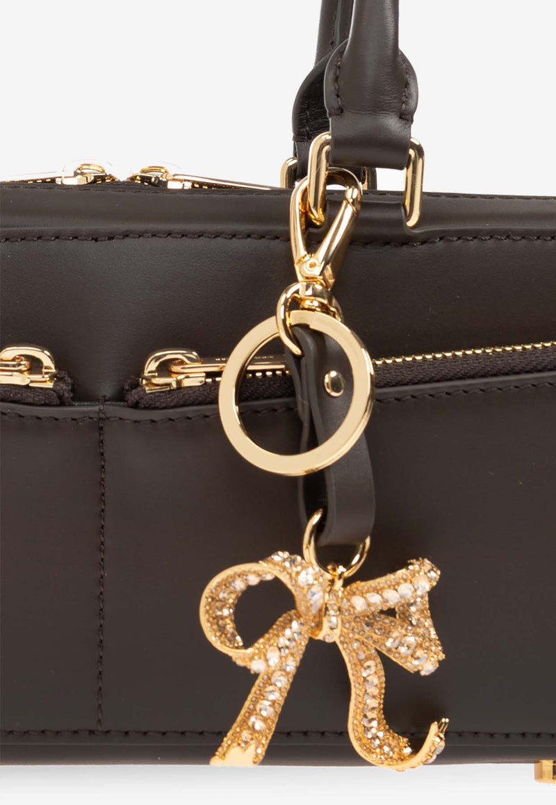 Self-Portrait Leather Shoulder Bag with Bow Charm PF25-315-BR 0-BROWN