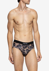 Tom Ford Leopard Print Logo Briefs Brown T4LC11110 0-258